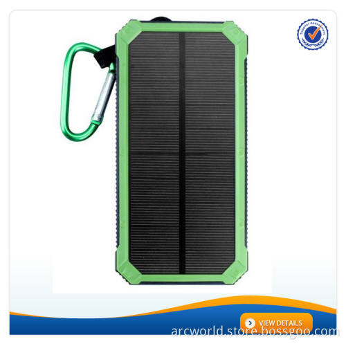 AWC938 Novel Design Solar Cell Phone Charger 12000mAh Battery Charger with Carabiner LED Light Dual USB Charger